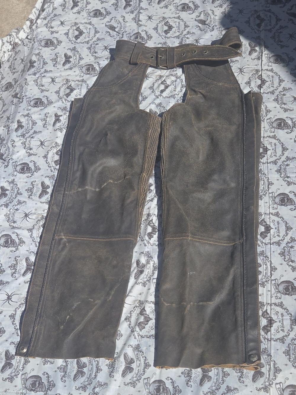 Vintage Harley-Davidson Men's Brown Leather Riding Chaps with Belt Size Small